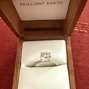 18K 2.13Kt Brilliant Earth Lab Grown Diamond White Gold Ring with Pavé Diamonds